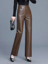 High Waist Slimming PU Leather Straight Pants