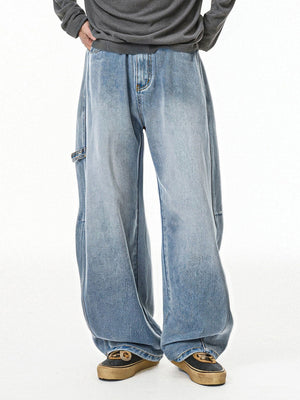 Retro Washing Old Blended Wide-leg Tooling Jeans