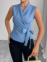 Sky Blue Sleeveless Tank Top With Tie-up Details