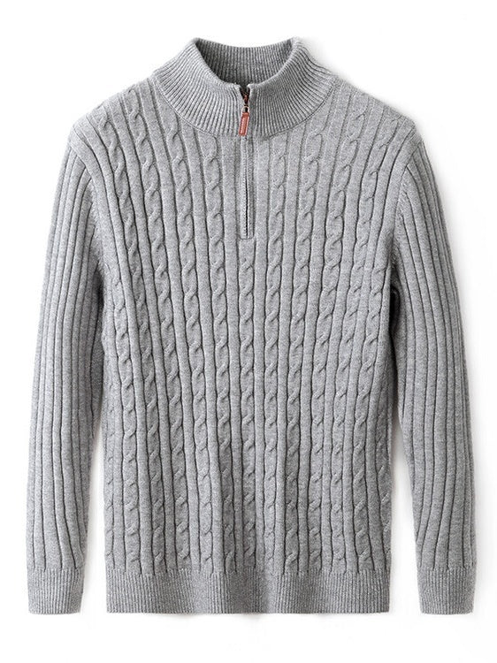 Mock Neck Half Zipper Thickening Keep Warm Leisure Sweaters