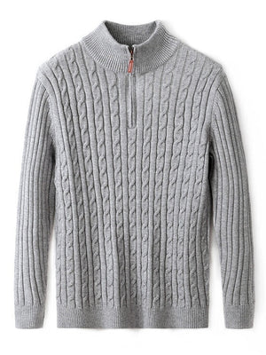 Mock Neck Half Zipper Thickening Keep Warm Leisure Sweaters