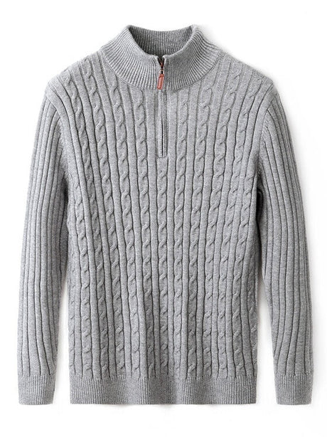 Mock Neck Half Zipper Thickening Keep Warm Leisure Sweaters