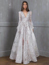 Robes maxi à col en V et broderie en dentelle