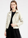 PU Leather Contrasting Colors Short Jacket