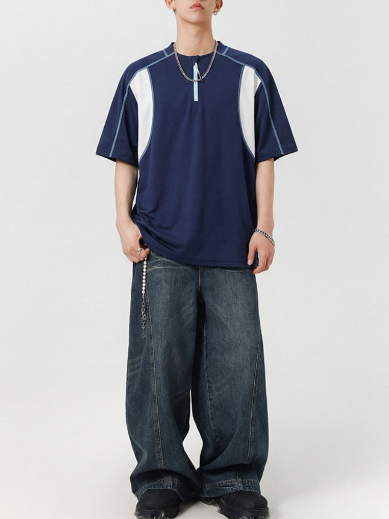 Quick-drying Color-blocked Breathable Loose-fit POLO Shirt