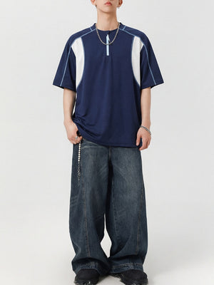 Quick-drying Color-blocked Breathable Loose-fit POLO Shirt