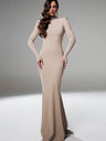 Long-sleeved Open Back Fishtail Character Cocktail Maxi Dress