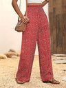 Printed Elastic Waistband High-waisted Loose-fit Pants