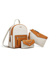 Color-blocked Embossed Backpack 3-piece Set