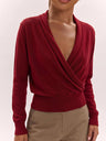 Wool Cross Wrap V Neckline, Fitted Waist, Long Sleeves