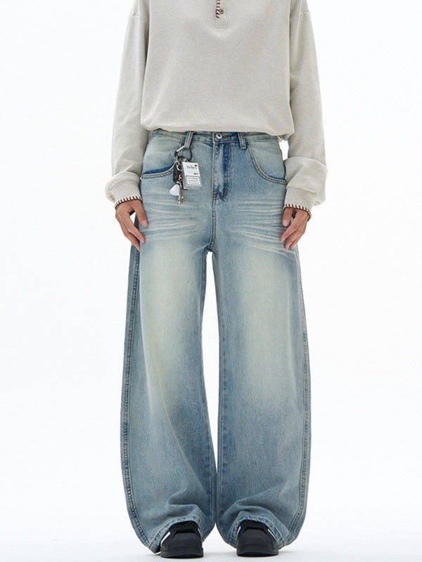 Retro Embroidery Machete Loose Silhouette Mopping Sickle Jeans