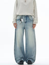 Retro Embroidery Machete Loose Silhouette Mopping Sickle Jeans