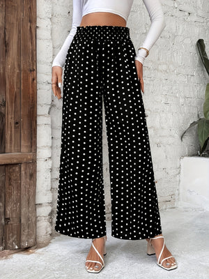 Polka Dots High-waisted Loose-fit Pants