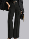 Metal Belt High-waisted Straight-leg Pants Drape Suit Trousers Workplace Pants