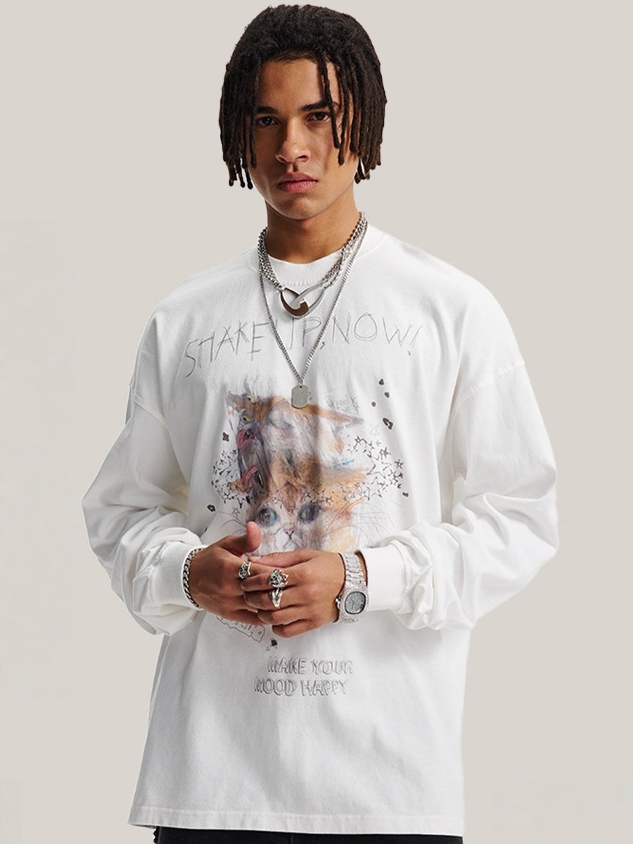 Digital Direct Injection Street Art Graffiti Print Long-sleeved T-shirt