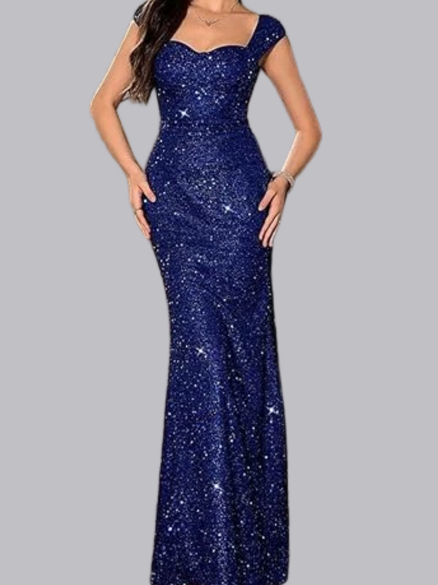 Square Neck Wrap hip mermaid  Sequins Maxi Dresses