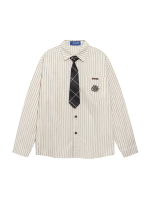 Liber Autumn Neutral wear Tie Stripes Shirts