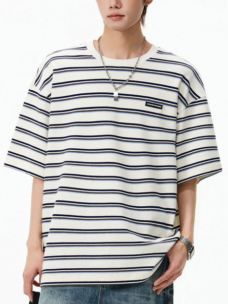 Color-blocked Stripes Loose-fit T-shirts