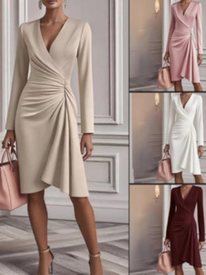 Long Sleeve Hip-hugging Crimp Maxi Dresses