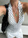 Polka Dots Halter V-neck Sweet Tank Tops&Camis