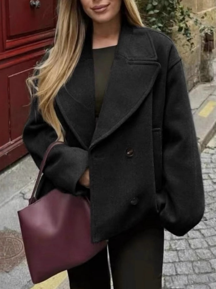 Soft Cropped Blazer With Double-breasted Lapels