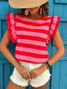 Stripes Color Matching Crew Neck T-shirts