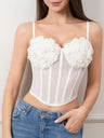 3D Flowers Mesh Splicing Fishbone Chest Wrap Tank Tops&Camis