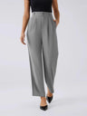 Pleated Button Solid Color High Waist Straight Leg Pants Temperament Drape French Trousers