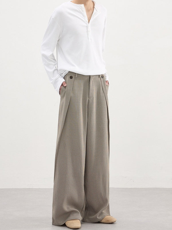 Plissierte, weite Hose im Hahnentrittmuster im Stil der alten Geldzeit