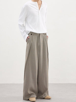 Plissierte, weite Hose im Hahnentrittmuster im Stil der alten Geldzeit