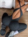 Leopard Print Cross Link Seamless Yoga Clothes Fitness Jumpsuits