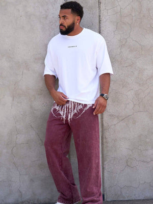 Printed Fitness Loose Straight Pants