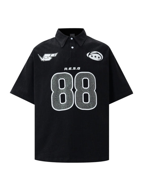 Rhinestone-studded Number No. 88 Polo Shirts