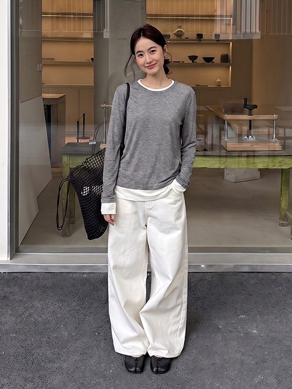 Korean Style Faux Two-piece Knitwear