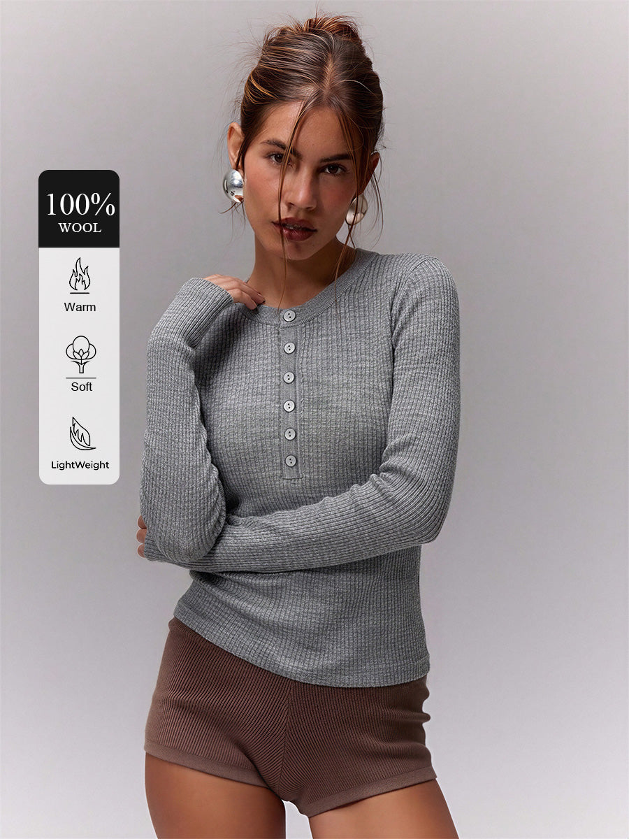 100% Superfine Wool Polo Collar Pullover Sweater