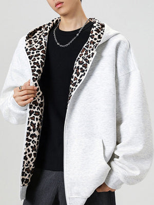 Leopard Print Patchwork Hoodies