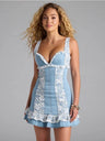 Sexy Lace Slip Dress, French Style, Pure And Alluring, Fitted Short Dress