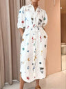 Tie-waist Puff Sleeve Shirt Dress