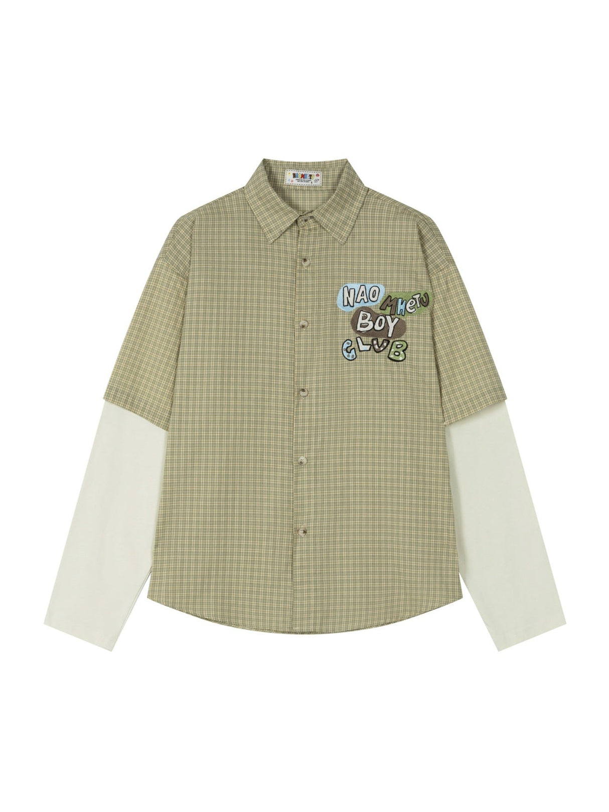 Liber Autumn Neutral wear Fake two pieces Plaid Shirts