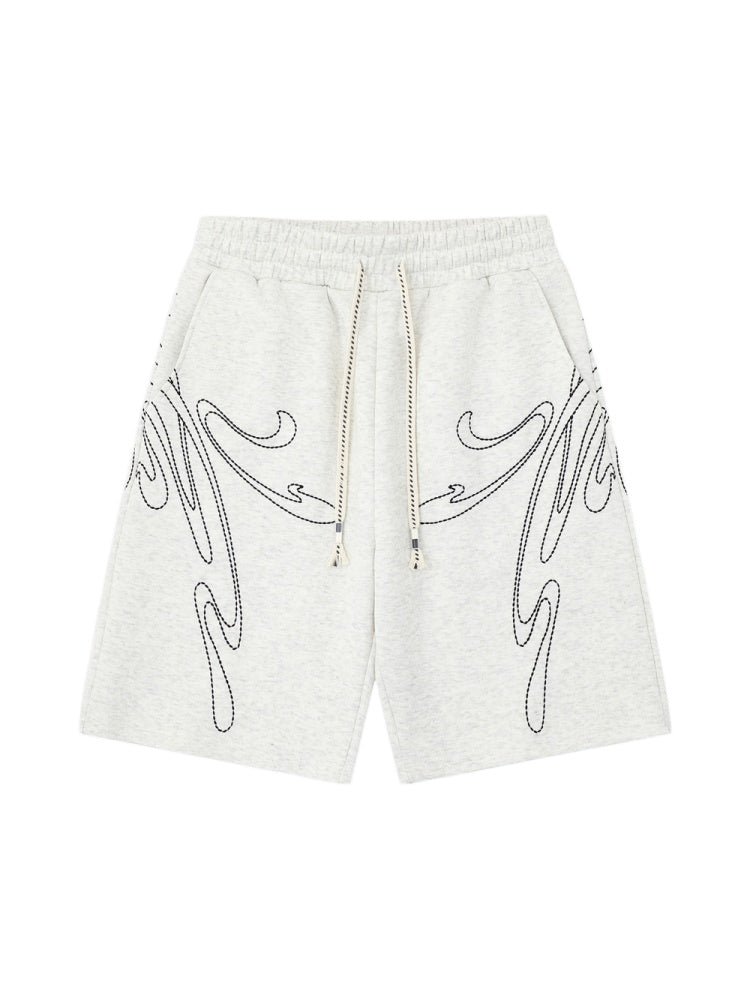 Line Embroidery Loose-fit Vibe Five Points Shorts