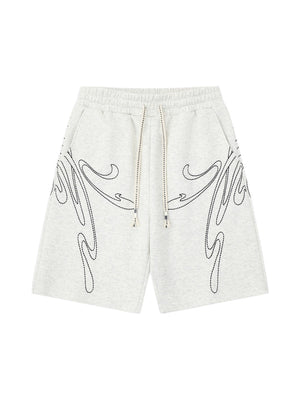 Line Embroidery Loose-fit Vibe Five Points Shorts