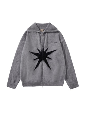 College Style Star Contrasting Colors Cardigans