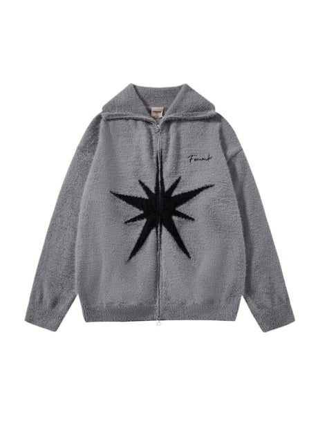 College Style Star Contrasting Colors Cardigans