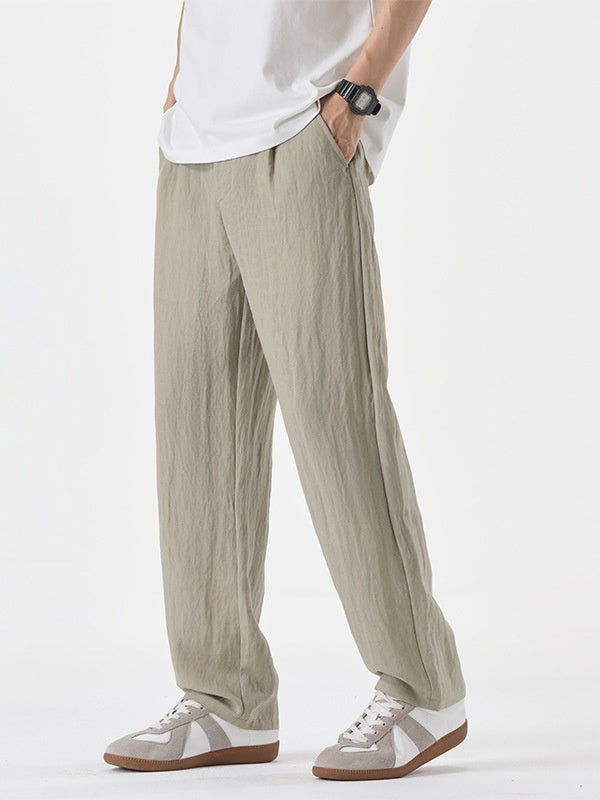 Linen Blend Cooling Sensation Breathable Anti-wrinkle Straight-fit Pants