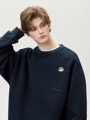 Liber Autumn Men's Pocket decoration Pattern Sweatshirts