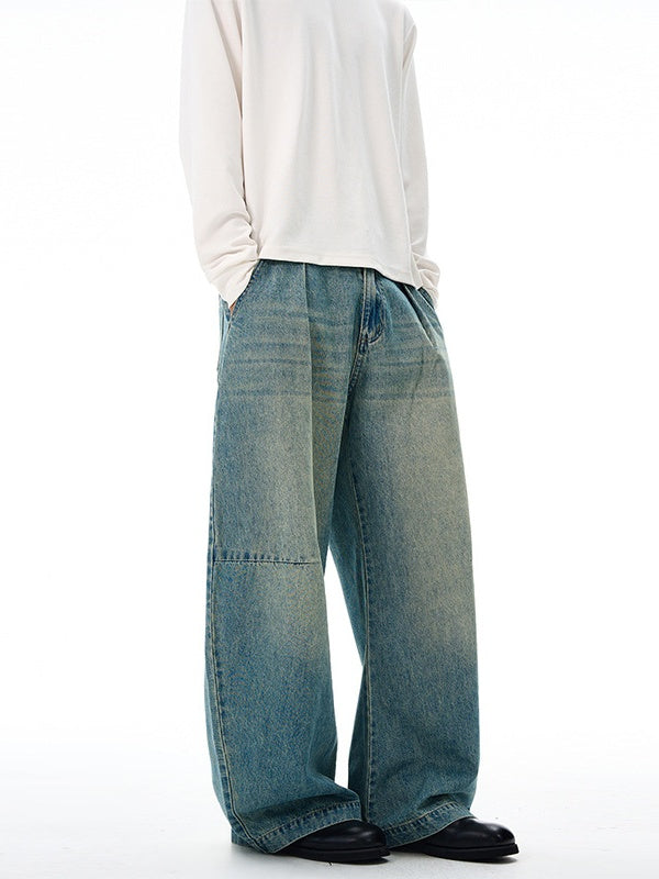 Retro Blue Gathering Machete Cleanfit Jeans