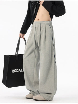 Stripes Sports Splicing Silhouette Straight Casual Pants