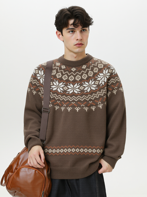 Fair Isle pattern Ethnic style All-match Pullover sweater