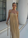 Strappy Off-shoulder Sexy Halter Neck Loose-fitting Vacation Beach Dress