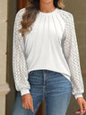 Lace Perspective Round Neck Long Sleeve T-shirts